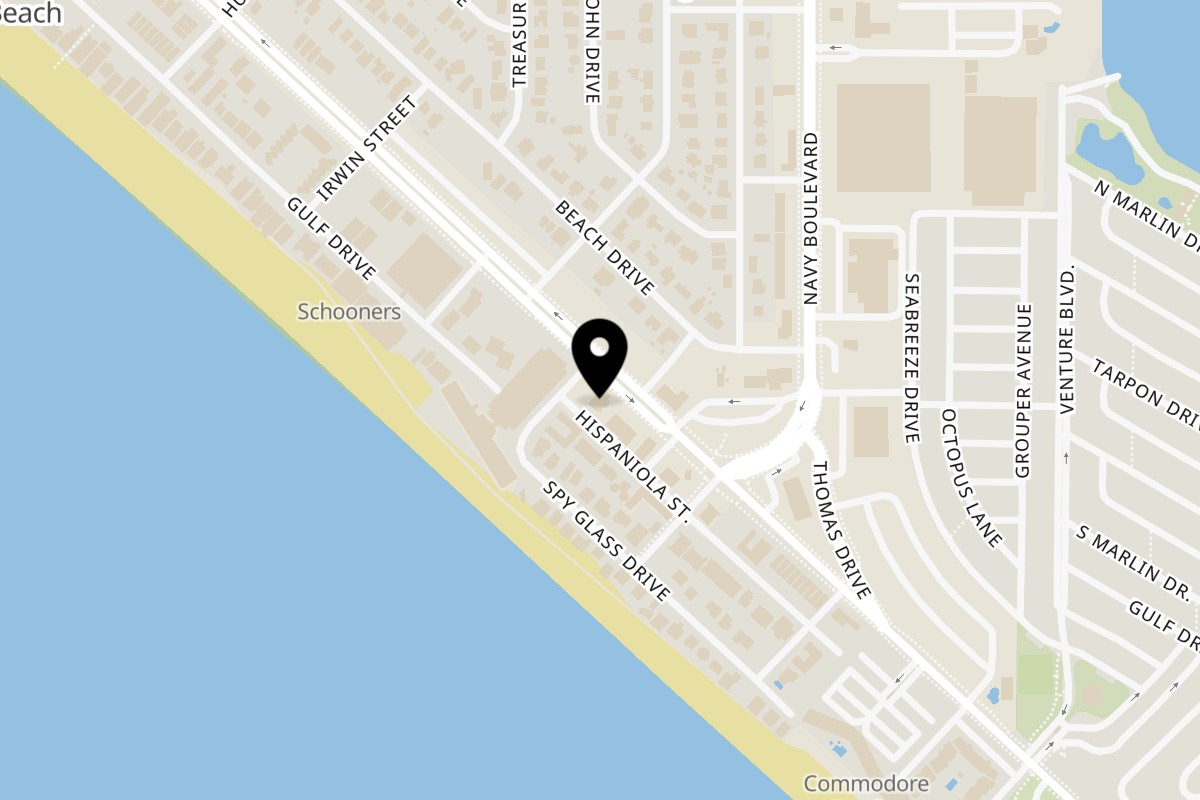 Map showing the location of Cantina Del Mar Fresh Mexican Grill on 4933 Thomas Dr in Panama City Beach